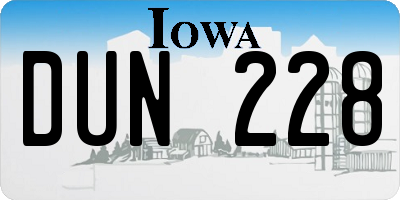 IA license plate DUN228