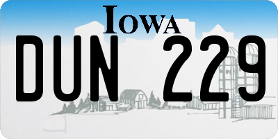 IA license plate DUN229
