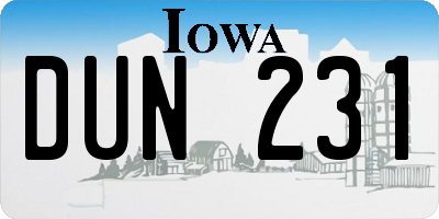 IA license plate DUN231