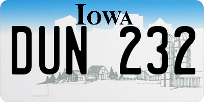 IA license plate DUN232