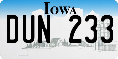IA license plate DUN233