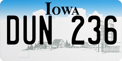 IA license plate DUN236