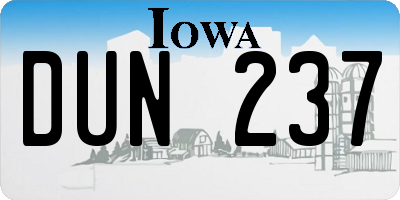 IA license plate DUN237