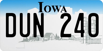 IA license plate DUN240