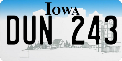 IA license plate DUN243