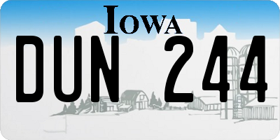 IA license plate DUN244