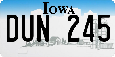 IA license plate DUN245