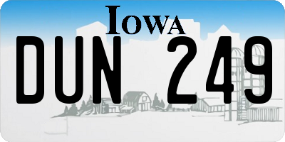 IA license plate DUN249