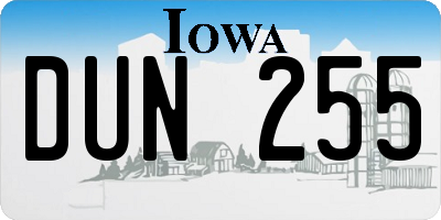 IA license plate DUN255
