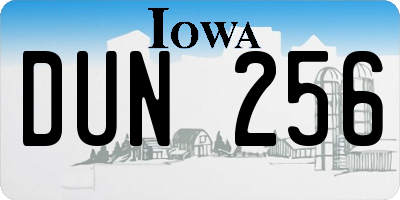 IA license plate DUN256