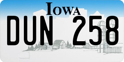 IA license plate DUN258