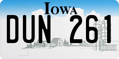 IA license plate DUN261