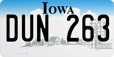 IA license plate DUN263