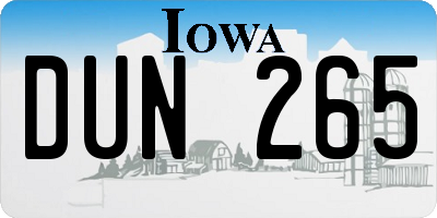IA license plate DUN265