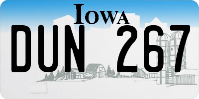 IA license plate DUN267