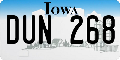 IA license plate DUN268