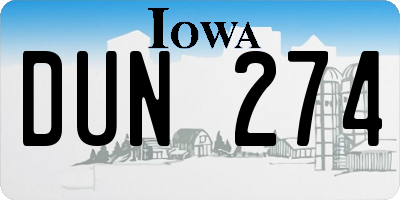 IA license plate DUN274