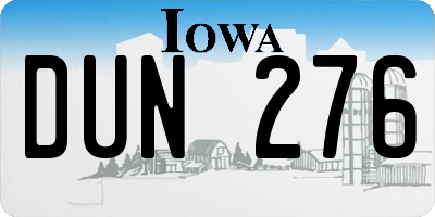 IA license plate DUN276
