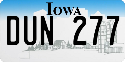 IA license plate DUN277