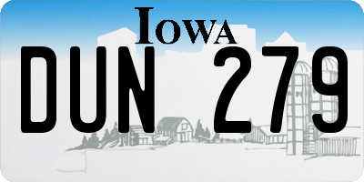 IA license plate DUN279