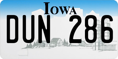 IA license plate DUN286