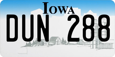 IA license plate DUN288