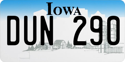 IA license plate DUN290