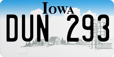 IA license plate DUN293