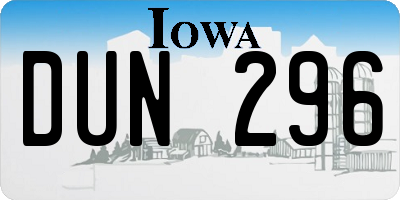 IA license plate DUN296
