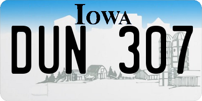 IA license plate DUN307