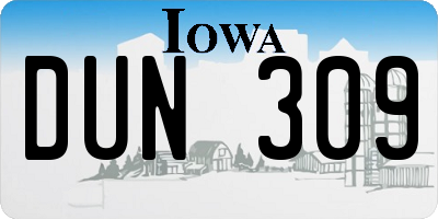 IA license plate DUN309