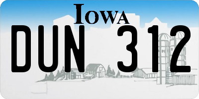 IA license plate DUN312