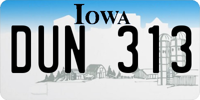 IA license plate DUN313