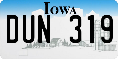 IA license plate DUN319