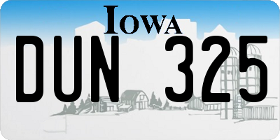 IA license plate DUN325