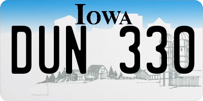 IA license plate DUN330