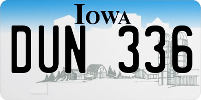IA license plate DUN336