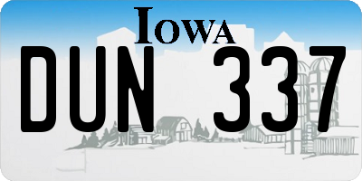 IA license plate DUN337