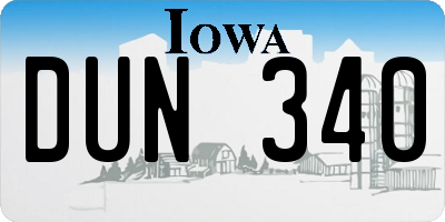 IA license plate DUN340