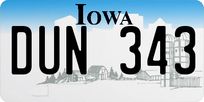 IA license plate DUN343