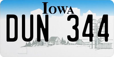 IA license plate DUN344