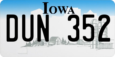 IA license plate DUN352