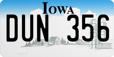 IA license plate DUN356