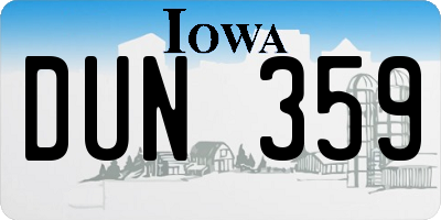 IA license plate DUN359