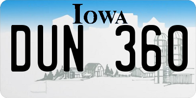IA license plate DUN360