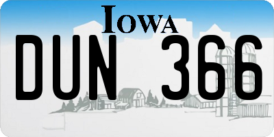 IA license plate DUN366