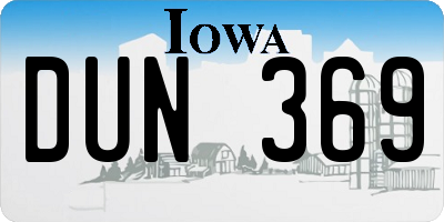 IA license plate DUN369