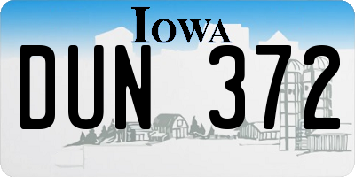 IA license plate DUN372