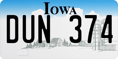 IA license plate DUN374