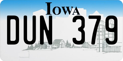 IA license plate DUN379